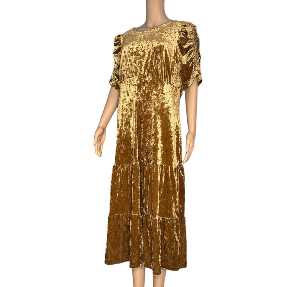 Who what wear woman short sheeve maxi dress round neck velvet dress size L